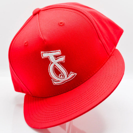 Bold red, pure message. The JC Bloodline Snapback represents redemption through the blood of Christ. From Aaron David Apparel — wear your faith with fire.