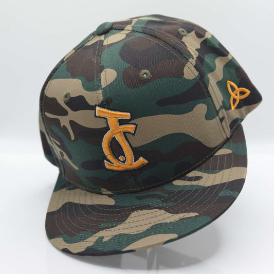 Chosen and bold. The JC Anointed Snapback pairs camo with gold embroidery, speaking identity and purpose. A kingdom essential by Aaron David Apparel.

